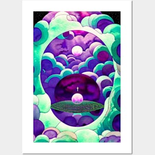 Trippy Abstract Cloudscape Posters and Art